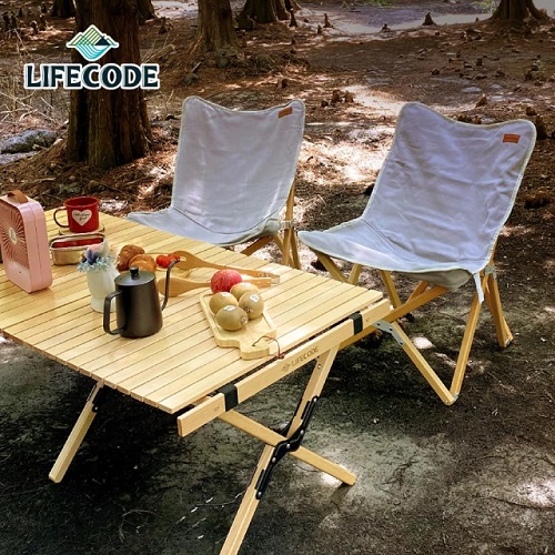 【LIFECODE】檸檬派櫸木蛋捲折疊桌